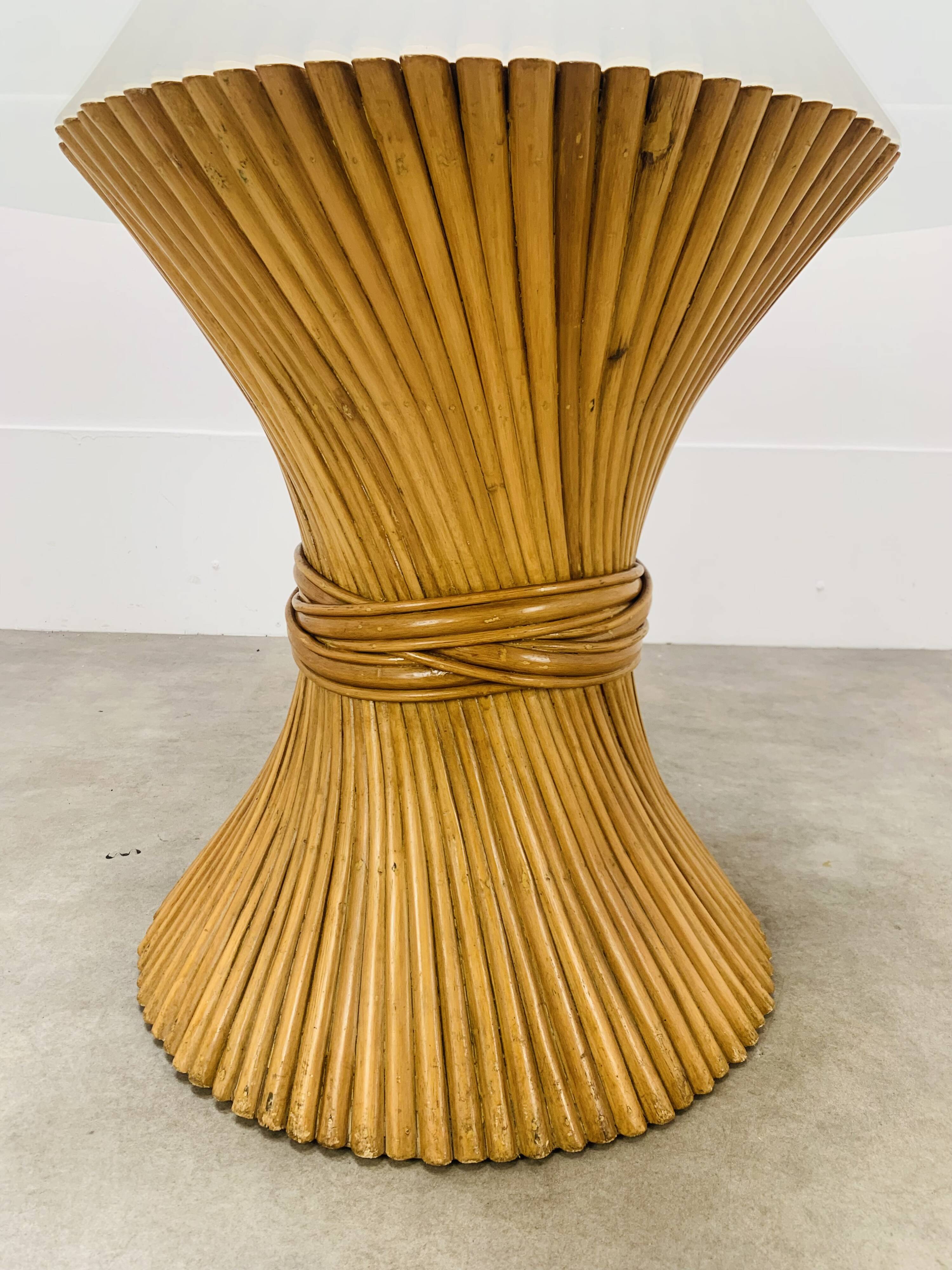 McGuire Bamboo Dining Table, Wheat Sheaf, 4 Person, Vintage