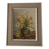 Vintage still life bouquet of daffodils Raymond Bovy 1960