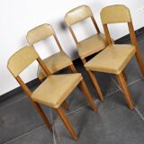 4 chaises vintage en cuir (jaune/ocre)