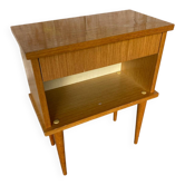 Vintage 1970s Wooden Nightstand with Case + Drawer