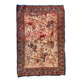Handmade Ispahan Persian carpet, royal hunting scene, wool and cotton, 160x110cm.