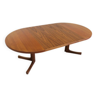 Vintage Danish round extendable dining table teak 1960s