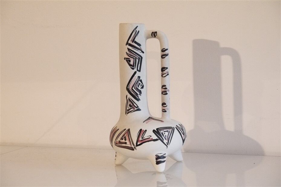 Vallauris ceramic tripod vase 1960