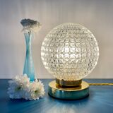 Vintage globe table lamp in molded glass