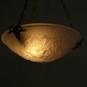 French Art Deco glass pendant light with chain suspension, Muller Frères Lunéville, 1920s-1930s