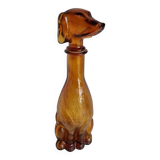 Vintage Amber Glass Dachshund Dog Shaped Bottle