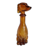 Vintage Amber Glass Dachshund Dog Shaped Bottle