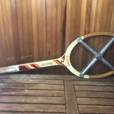 Old la hutte tennis racket wood + cross & protective cover