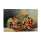 Tableau nature morte au panier de fleurs années 70