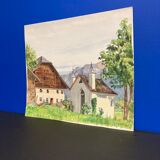 Aquarelle de montagne vintage