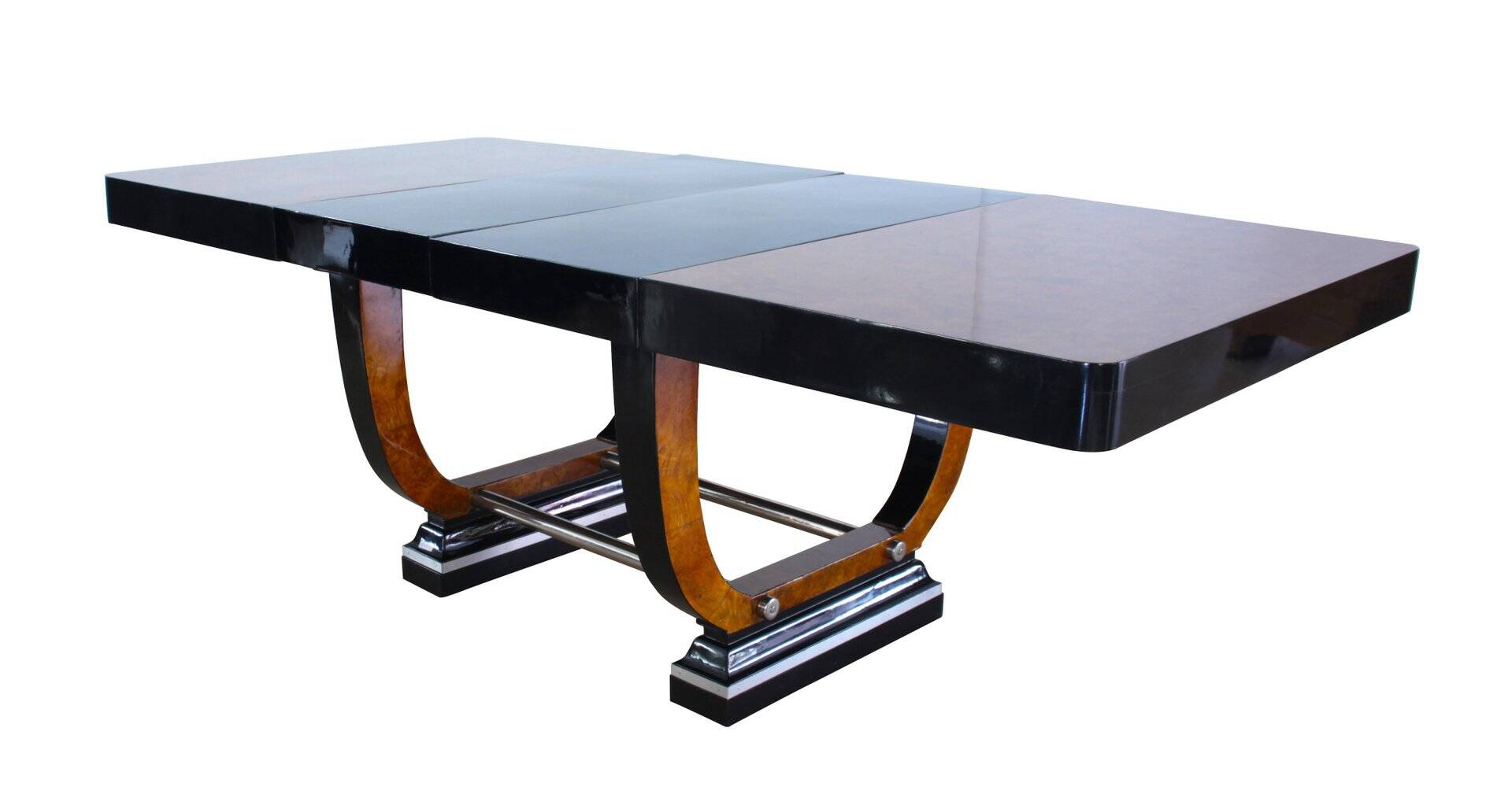 Expandable Art Deco Dining Table, Thuja Roots, Lacquered, France, circa 1930