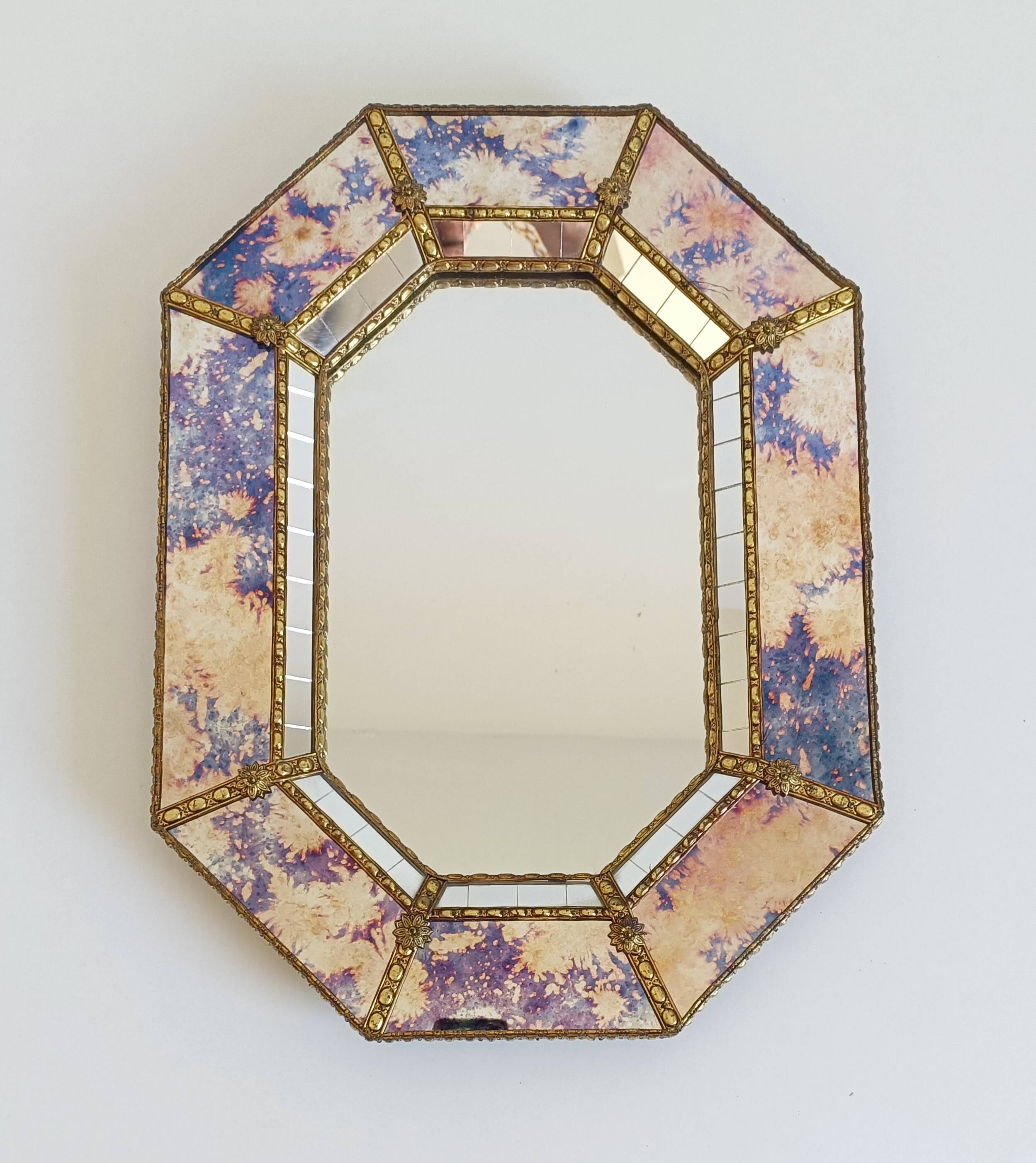 Venetian Modern Octagonal Wall Mirror, Handcrafted in Spain, Dated 1989