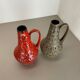 Set of 2 multi-color fat lava op art pottery vase made bay ceramics, germany