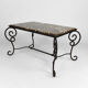 Table basse en fer forgé patiné et marbre, circa 1940
