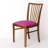Vintage German Chair – 1950s Beech Wood – Magenta Upholstery – Mid-Century