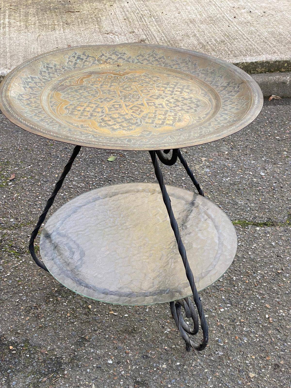 1970s round Moroccan side table