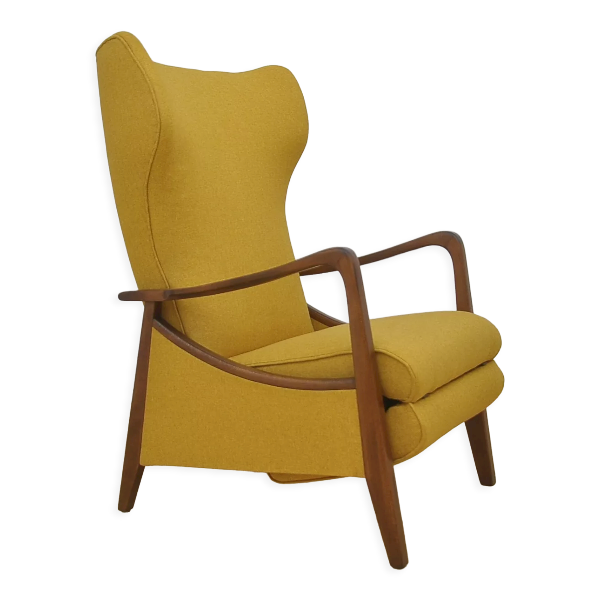 Mid-century Wingback armchair with folding footrest, 1960s