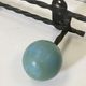 Vintage wrought iron wall coat rack 3 blue, red and green wooden balls hooks