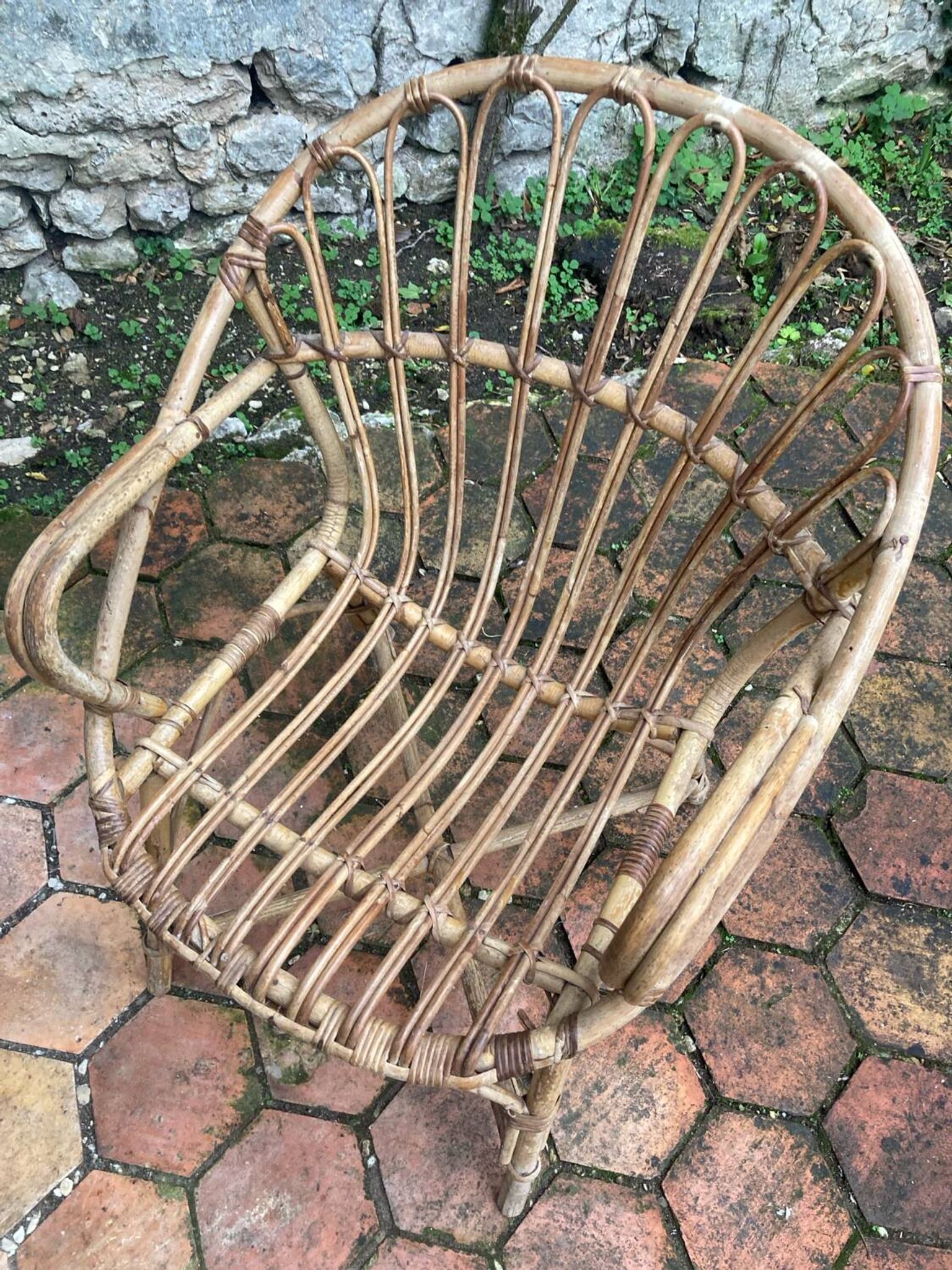 Pair of vintage rattan armchairs