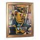 Mid 20th Century Cubist Portrait of Female Mixed-Media Painting