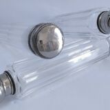Three Art Deco crystal chrome glass bottles