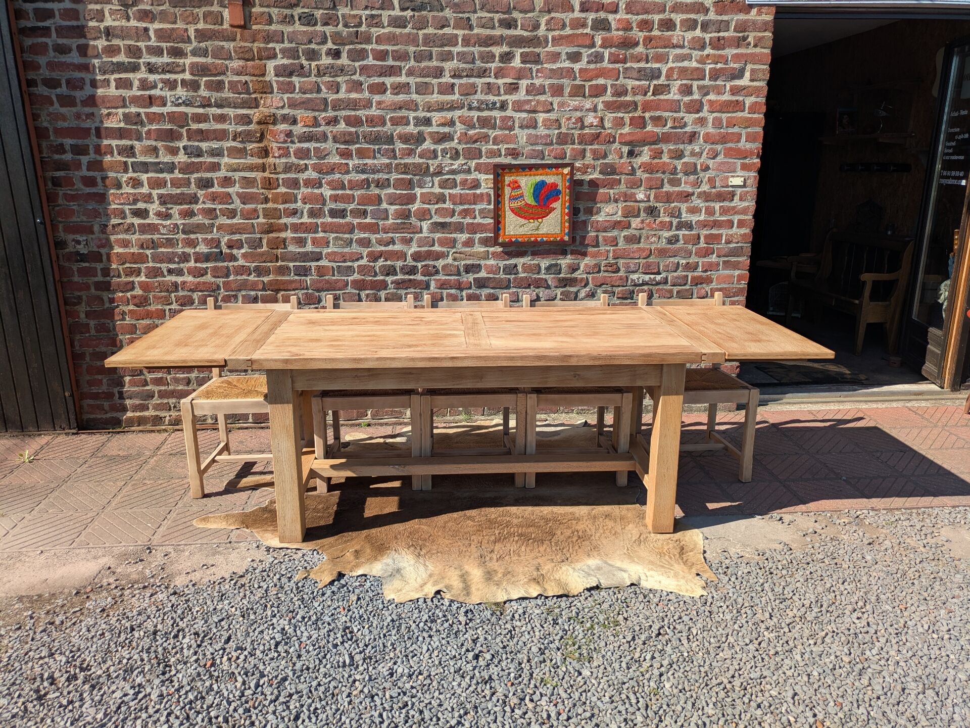 Oak farmhouse table with extensions
