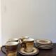 Longchamp brown and yellow coffee service