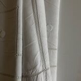 Modernist linen thread sheet 1940 embroidered with polka dots and days without monogram 240cm