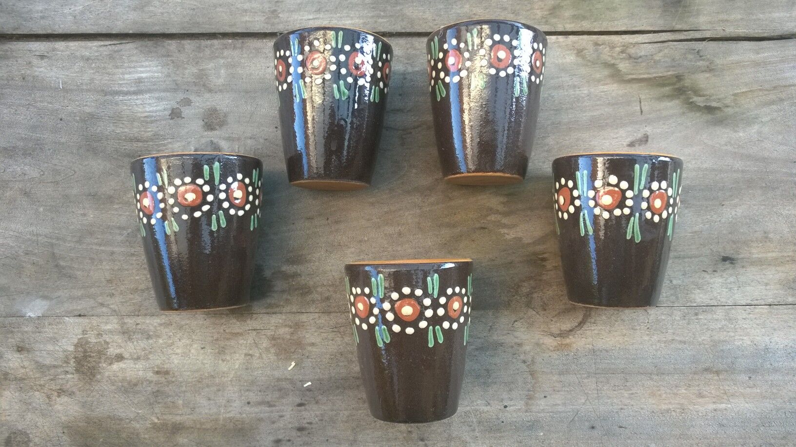 Alsace sandstone cups 1960, lot of 5