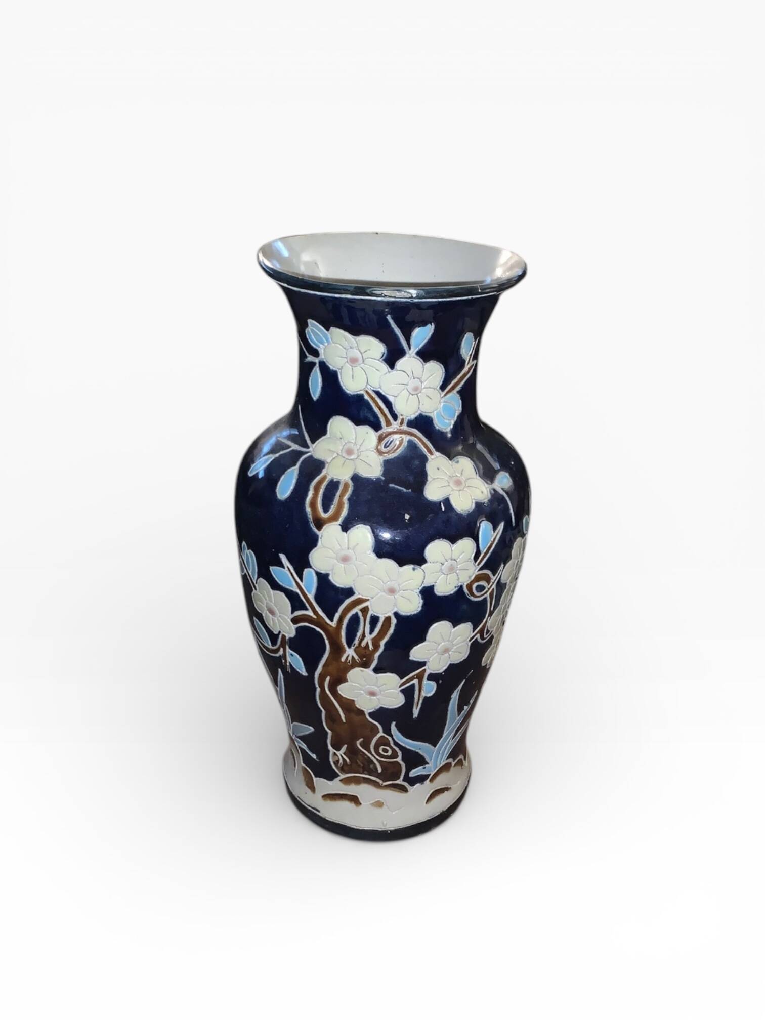 Antique Glazed Ceramic Vase – Cherry Blossom Decoration – Style J