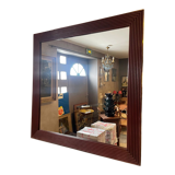 Miroir en bois et laiton, 80 cm