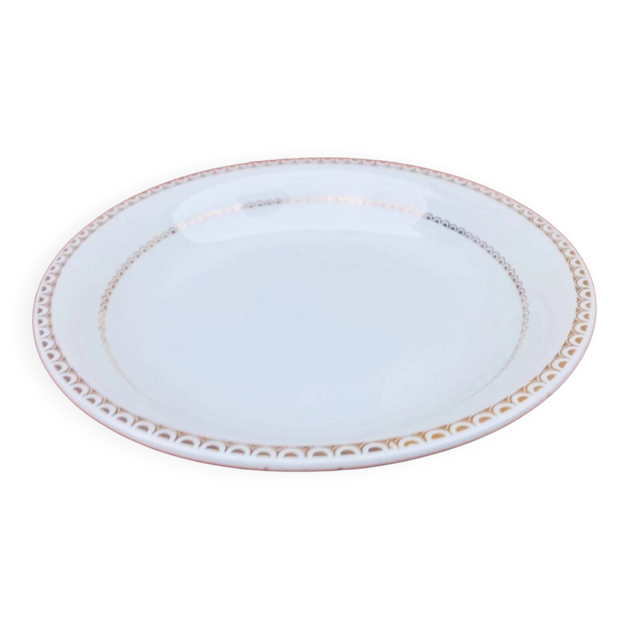 1950s Serving Dish Hollow Earthenware with Gold Frieze Decoration