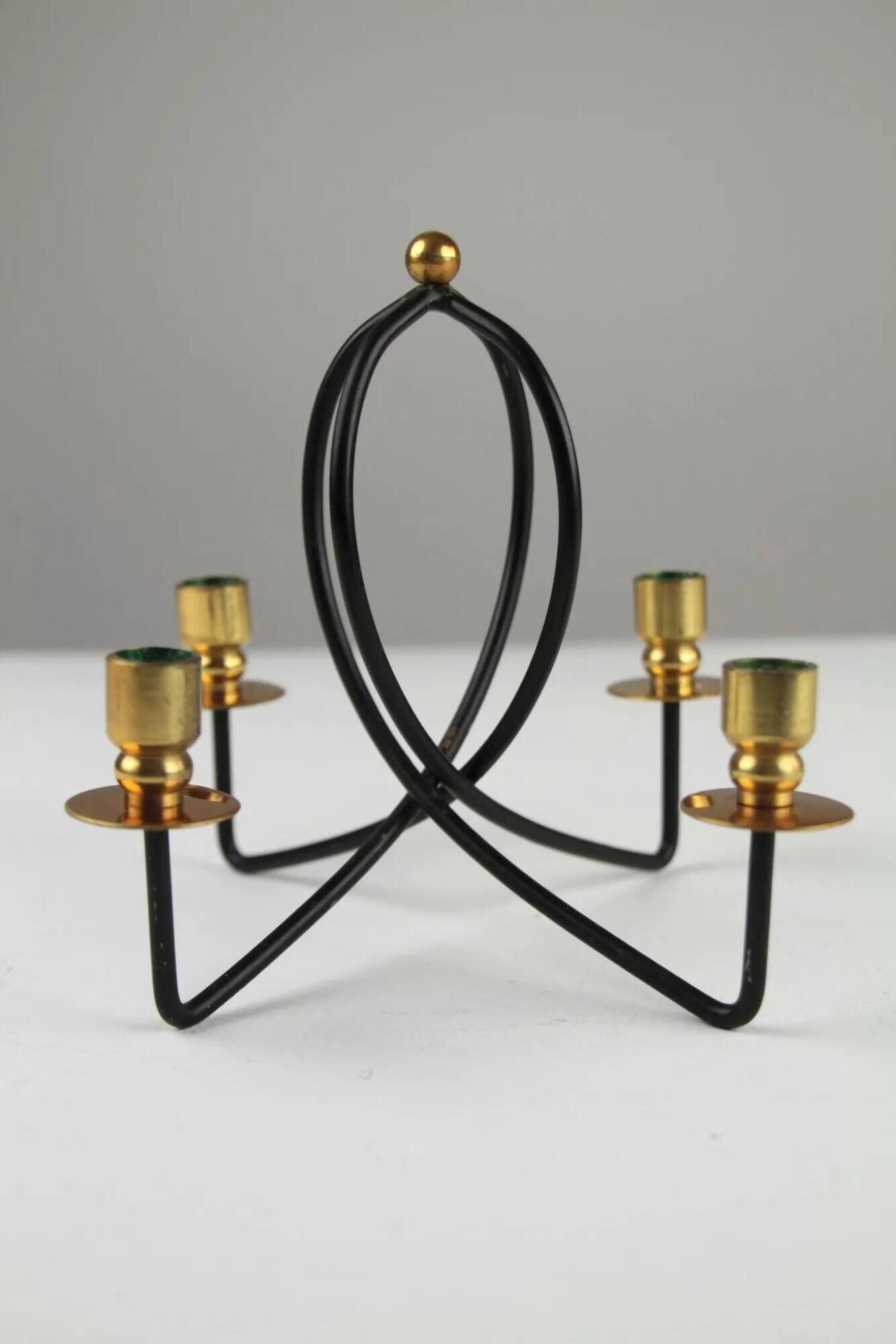 Black & brass four-light candle holder – Gunnar Ander for Ystad-Metall, Sweden, 1950s/1960s
