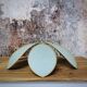 Flower suspension metal structure 6 petals in celadon green linen