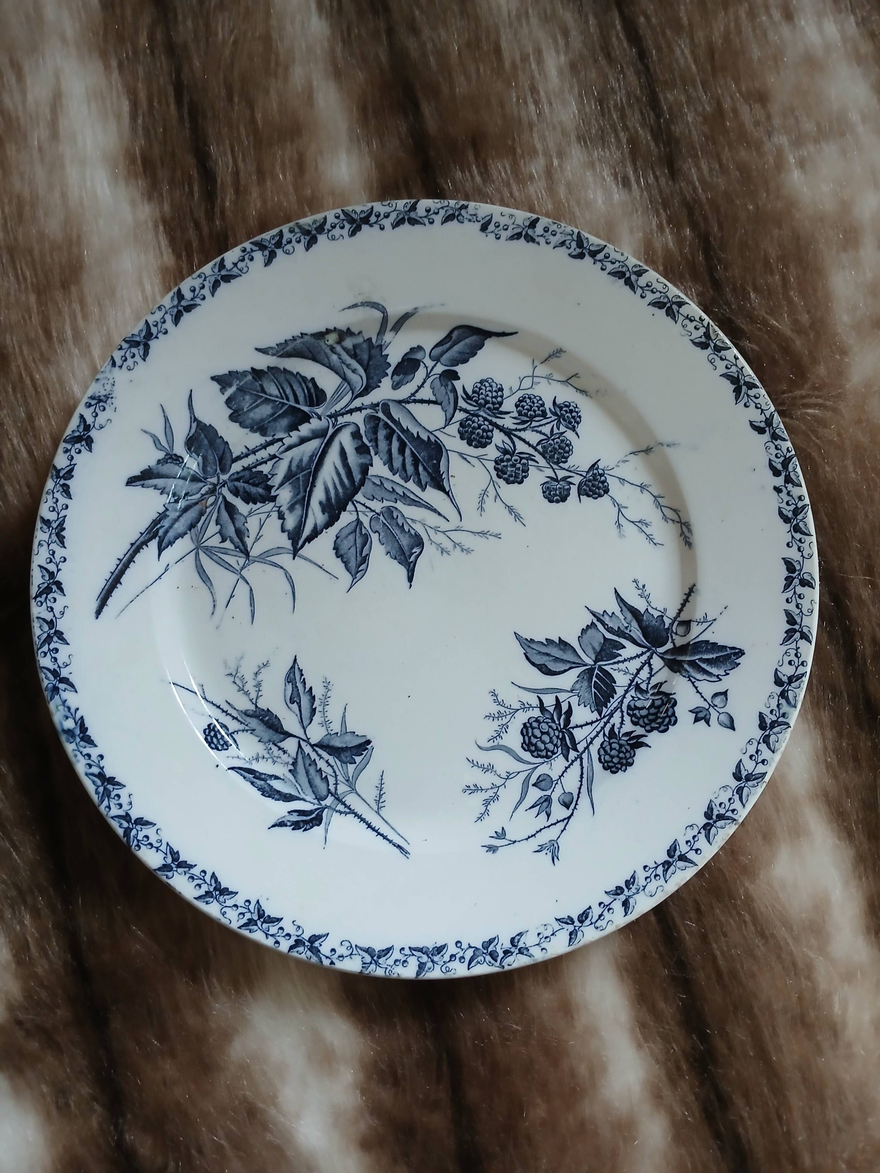 6 antique flat plates in ironstone