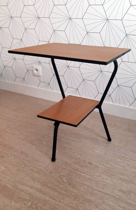 1960s modernist side table – tubular structure & double top