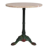 Table bistrot avec pieds en fonte et plateau en marbre, années 1920
