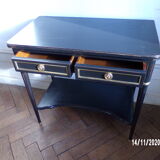 Console style Louis XVI 2 tiroirs patiné noir.