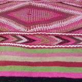 Handmade pink kilim rug in pure wool - 220x100cm