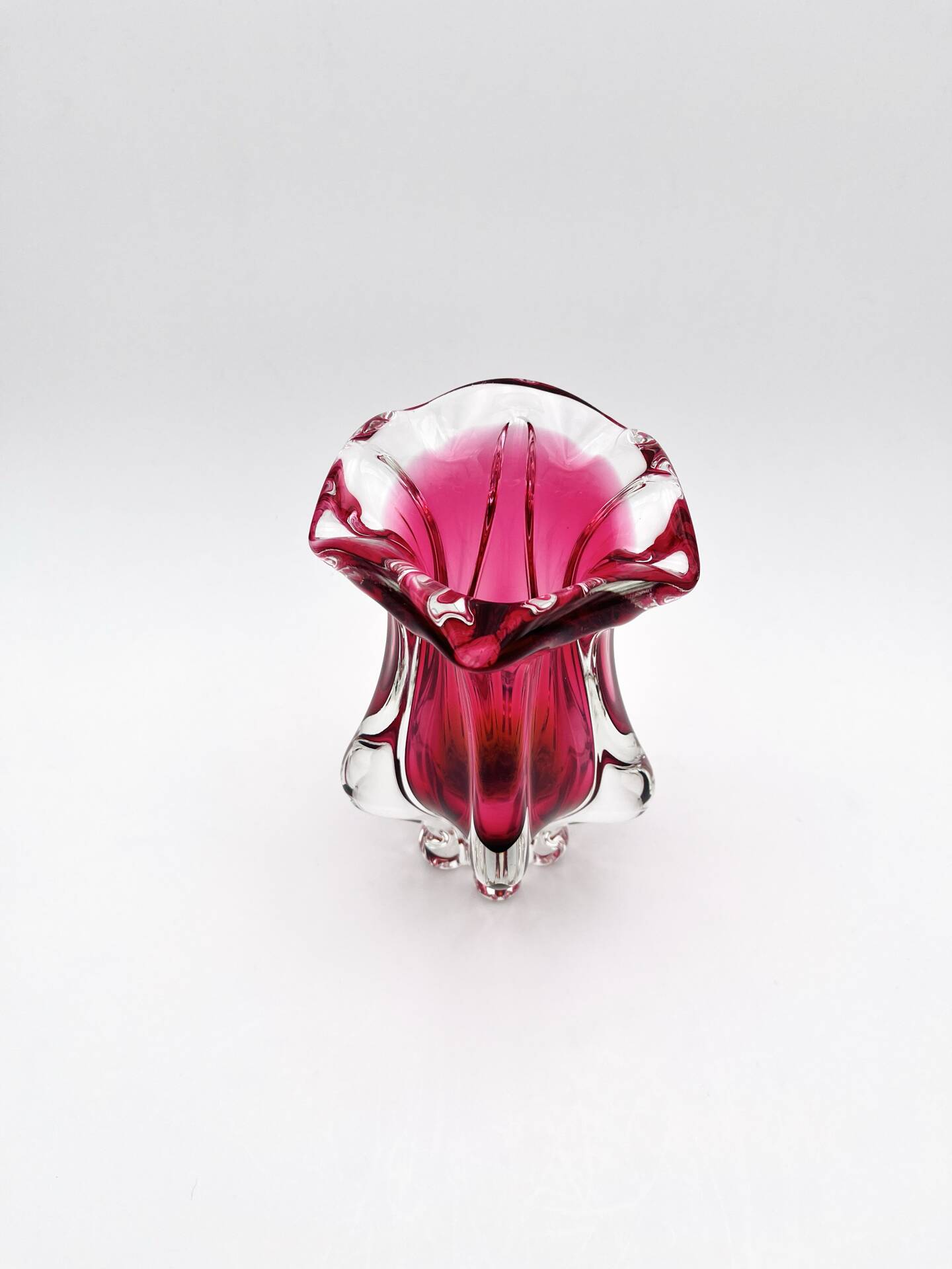 Organic Art Vase Josef Hospodka - Sommerso Ruby/Mandarin