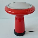 Glass table lamp in red and white glass by Hiemstra Evolux. Netherlands, 1960's