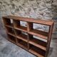 Old workshop shelf in French pine, industrial shoe cabinet, around 1900.