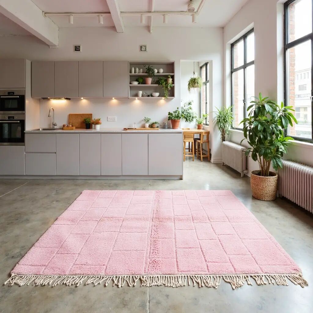 Tapis shag marocain moderne à motif quadrillage 250CMX150CM