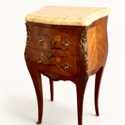 Vintage Marble Top Nightstand, Louis XV French Bedside Table