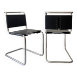 2 B33 chairs in chromed metal and black leather
