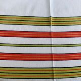 Large rectangular tablecloth with stripes on a vintage white background