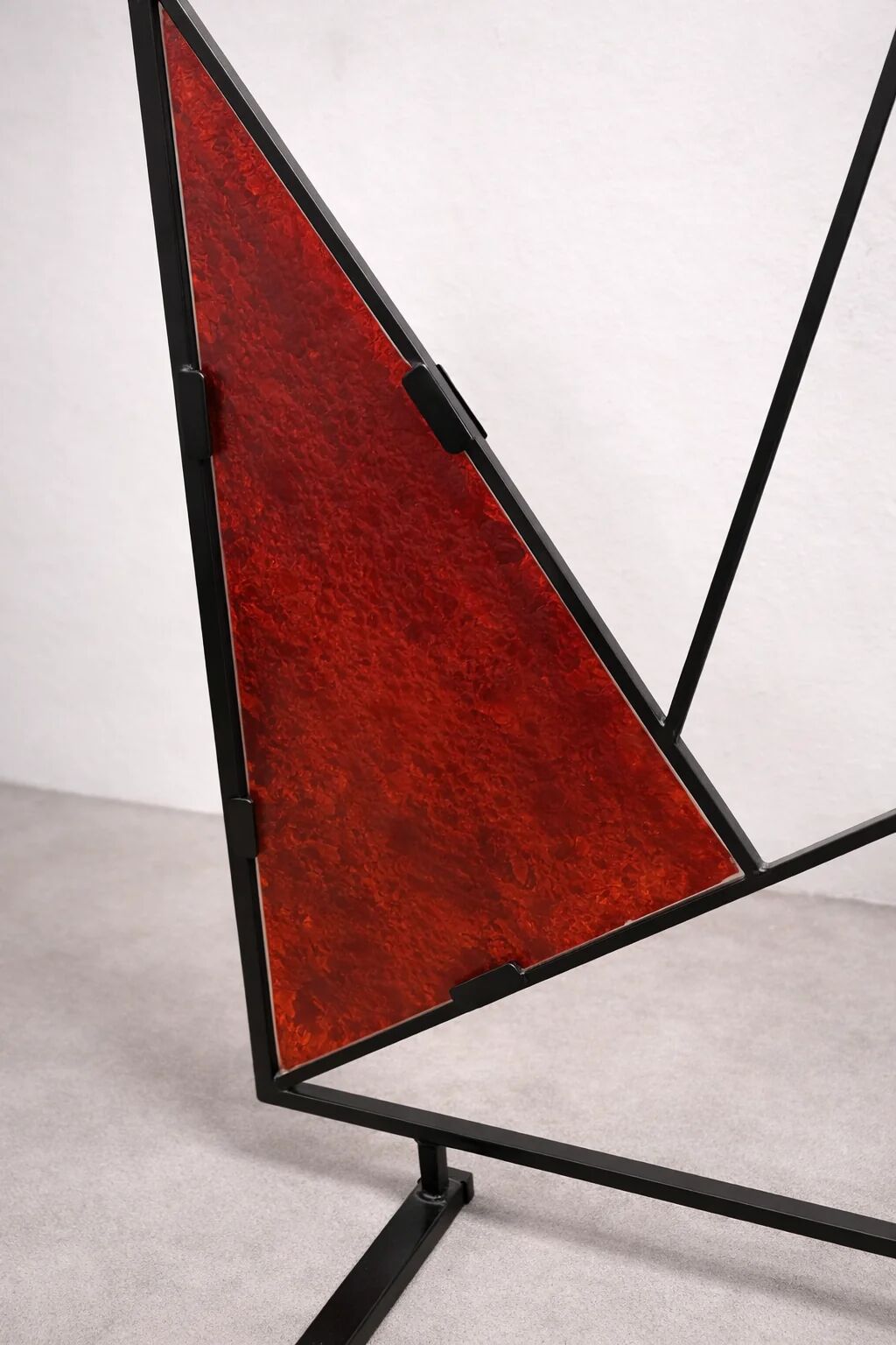 Mid-century modern geometric room divider with textured coloured glass, 1970s–1980s
