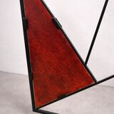 Mid-century modern geometric room divider with textured coloured glass, 1970s–1980s