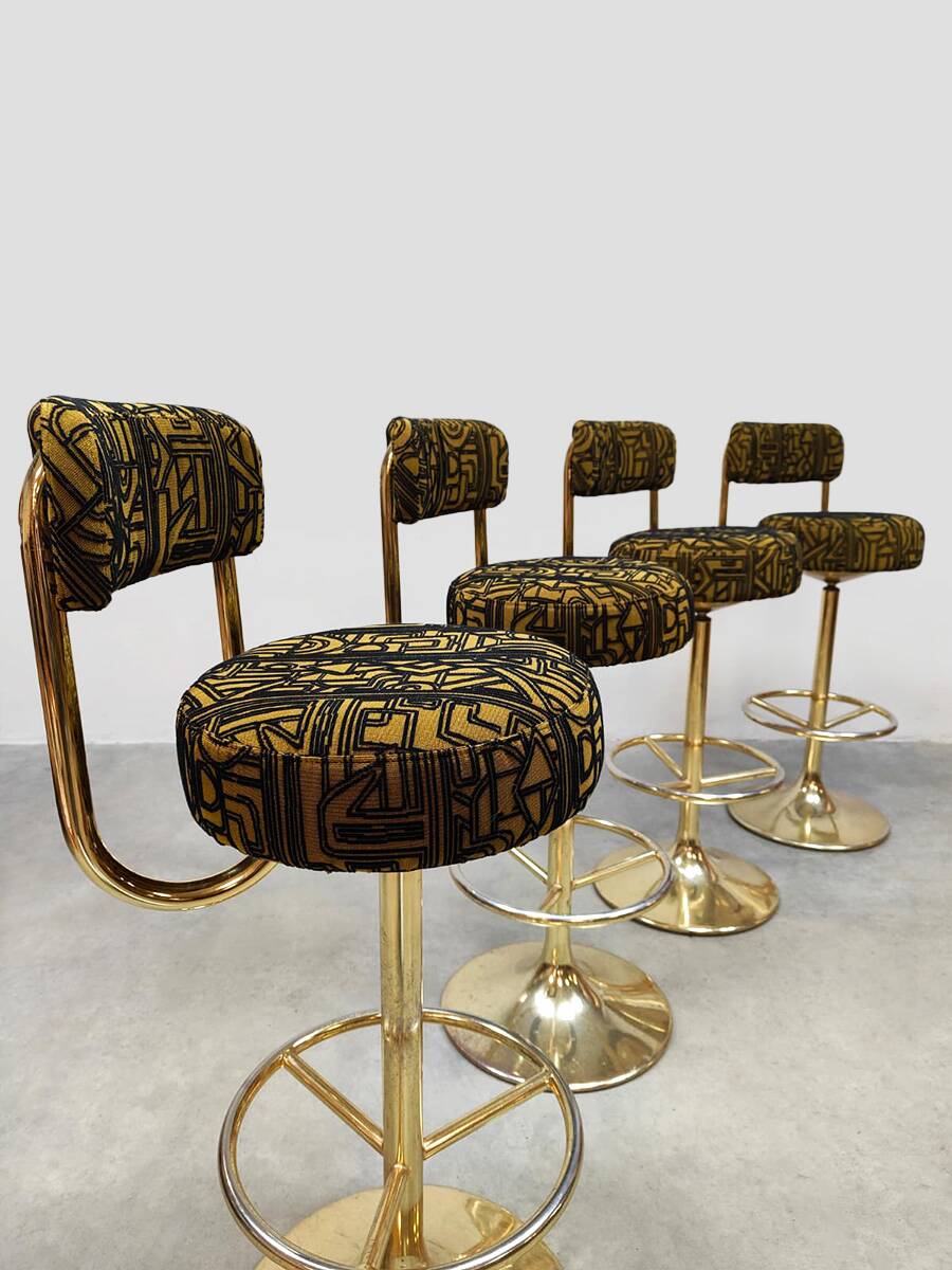 Vintage Swedish design Cobra barstools Borje Johanson ‘Art Deco print’