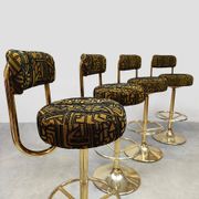 Vintage Swedish design Cobra barstools Borje Johanson ‘Art Deco print’